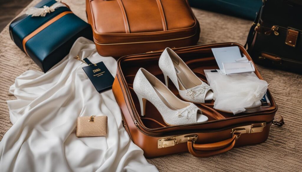 pack wedding dress in suitcase