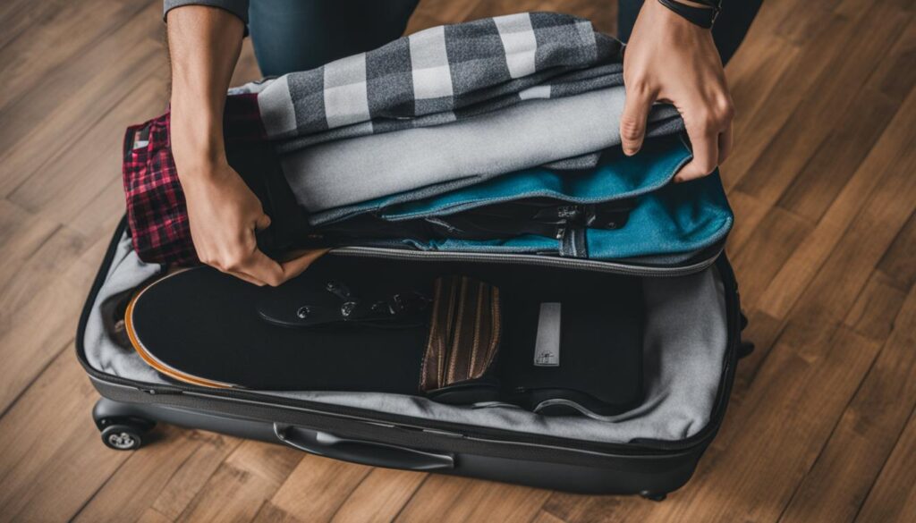 packing a skateboard in checked luggage