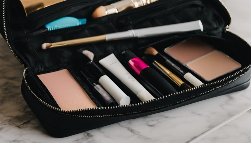 storing and protecting powdered makeup during the flight